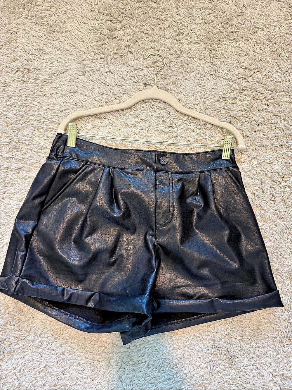 REWASH Faux Leather High Waist Shorts Size Large